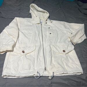 STAIN FLAW london fog off white Hooded jacket Coat Men's Size small Regular